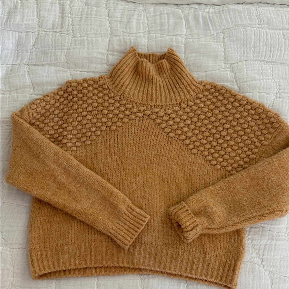 Free People Honeycomb Knit Tan Sweater